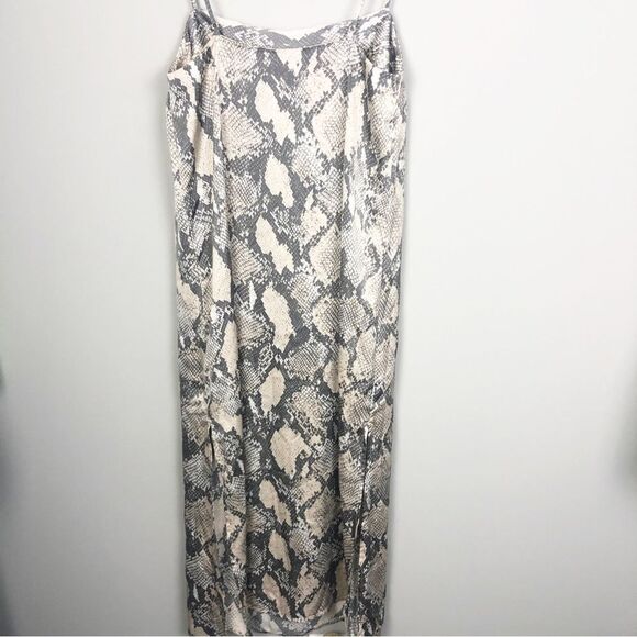 H&M | Satin Look Snake Print Midi Slip Dress Spaghetti Straps Women’s Size Small - Picture 10 of 12